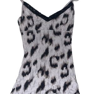 Chic Leopard Print Tank with Lace Trim